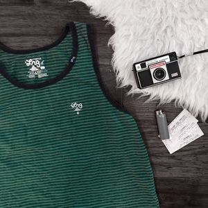 Men's LRG Clothing Green Striped Ringer Tank Top